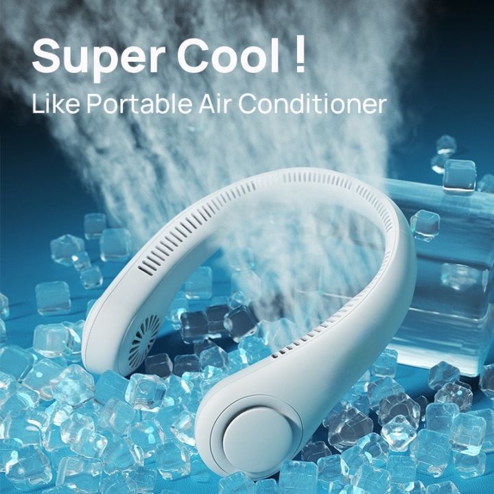 USB Rechargeable Neck Fan | 3 Modes Fan Speed | 360 Rotation Neck Hanging Fan With Box | C-Type Charging Cable Included
