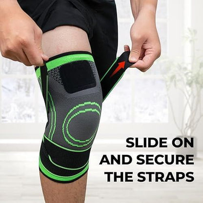 Premium Compression Knee Brace – High-Elasticity Joint Support Sleeve with Adjustable Dual Tension Straps & Breathable Knit Fabric