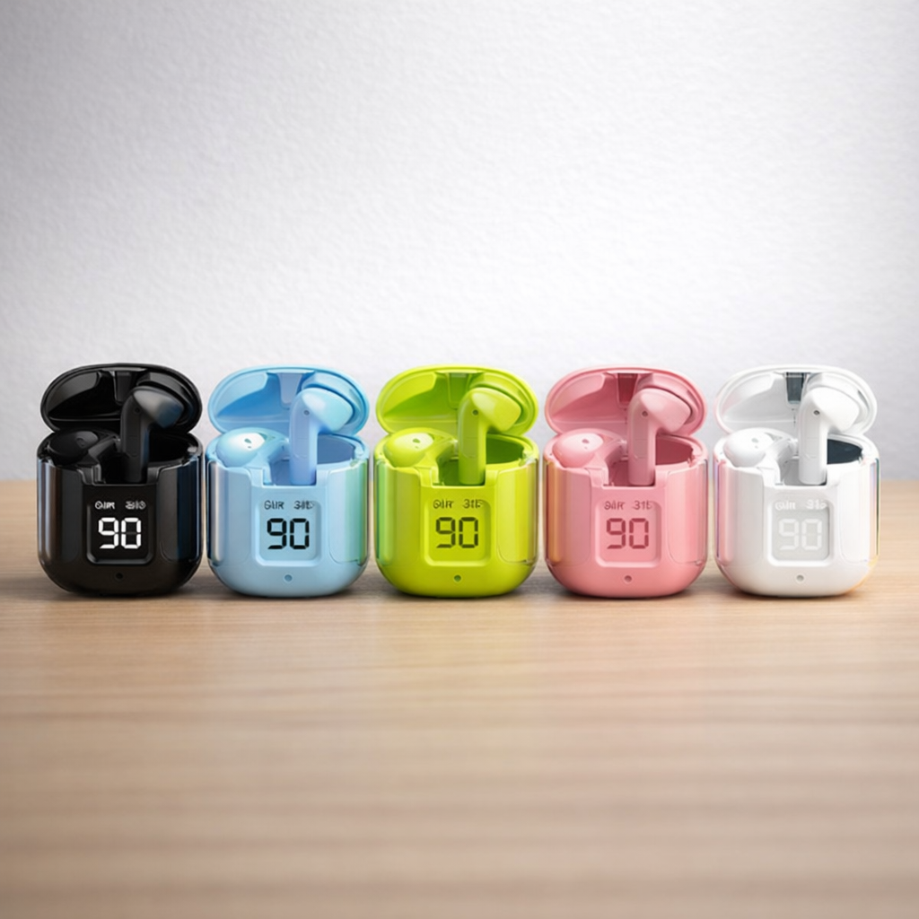 Air31 TWS Wireless Earbuds – Crystal Clear Transparent Shell Earphones with LED Digital Power Display and Bluetooth V5.3 - Random Color