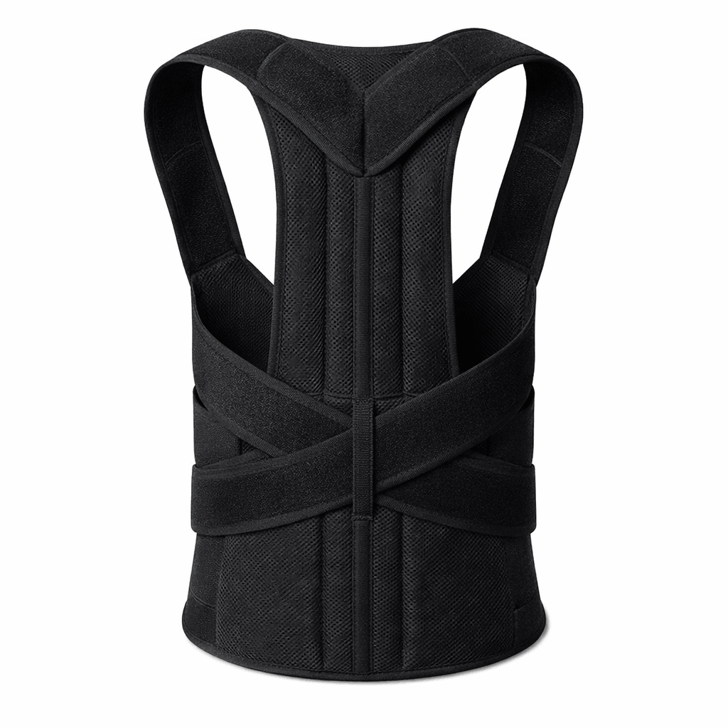 Adjustable Back Support Belt | Posture Corrector | Spine & Shoulder Support Brace | Breathable Upper Back Support for Men & Women - Large