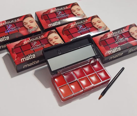10 in 1 Lipstick & Blush Palette Creamy Matte Makeup Palette for Lips and Cheeks - Multi Color