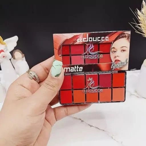 10 in 1 Lipstick & Blush Palette Creamy Matte Makeup Palette for Lips and Cheeks - Multi Color