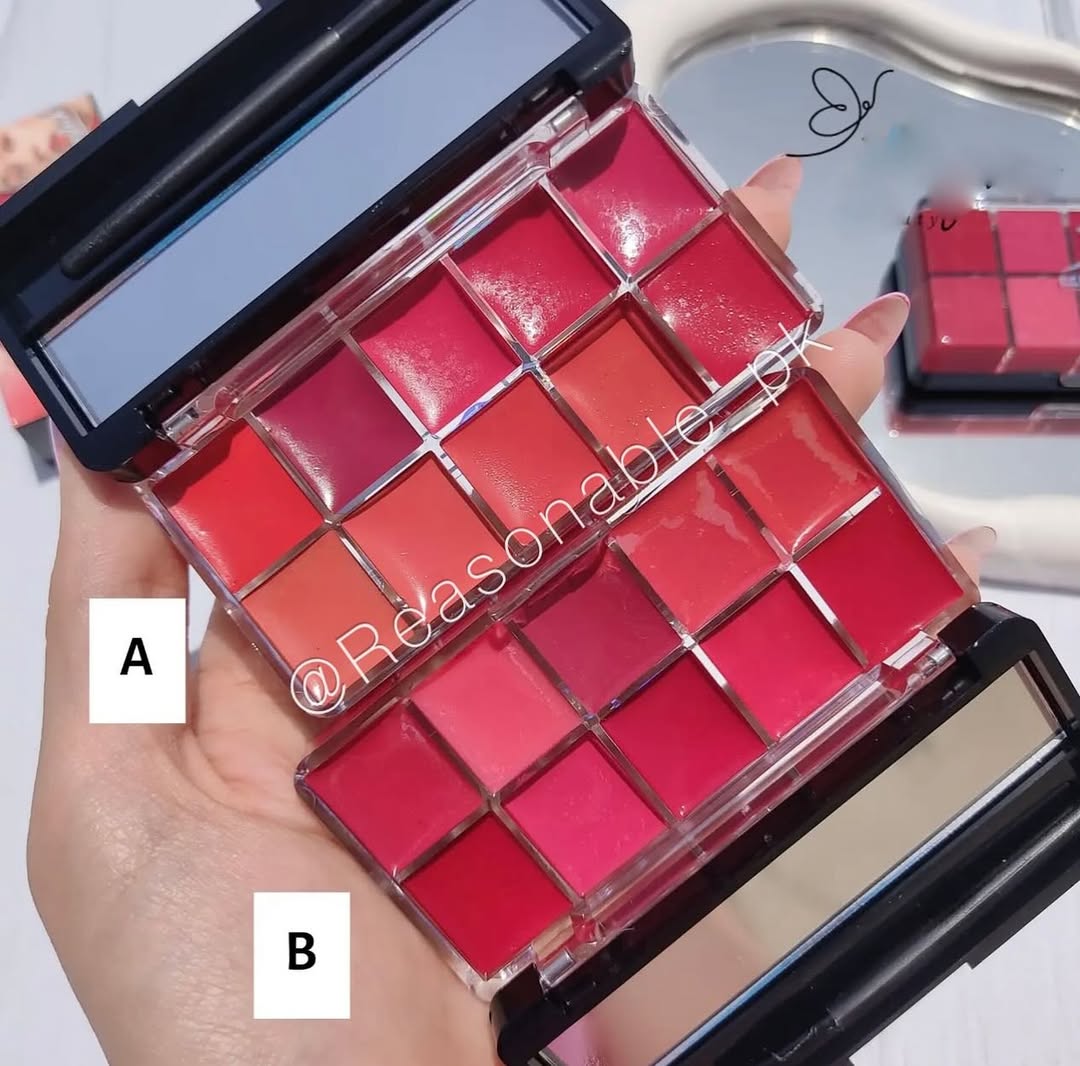10 in 1 Lipstick & Blush Palette Creamy Matte Makeup Palette for Lips and Cheeks - Multi Color