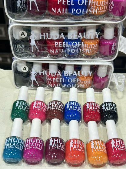 Huda Beauty Peel Off Nail Polish Set Of 6 Vibrant Colors Easy Removal Glossy Finish | Random Colour