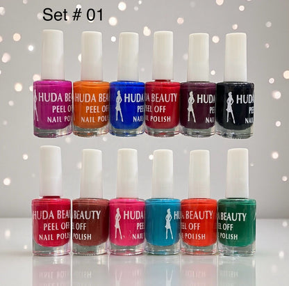 Huda Beauty Peel Off Nail Polish Set Of 6 Vibrant Colors Easy Removal Glossy Finish | Random Colour