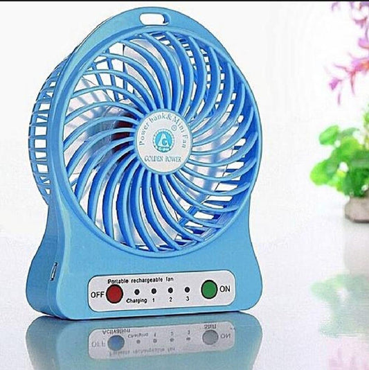 Portable Rechargeable Mini Fan – Blue | Fast Charging