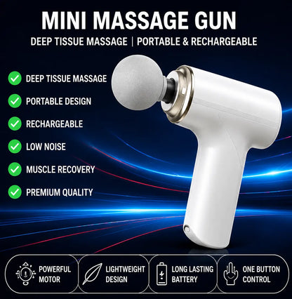 Mini Massage Gun Deep Tissue Muscle Massager | Portable Handheld Percussion Massager | Rechargeable