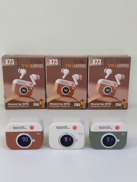 X73 TWS Wireless Earbuds Game Box Edition – True Wireless Stereo Earphones with Retro Retro Console Styling and LED Digital Battery Percentage Display - Random Color
